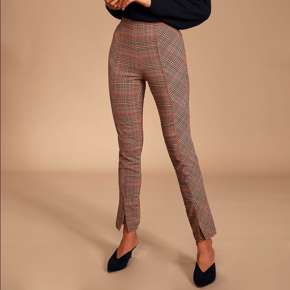 Free People Plaid Flyin High Skinny Ponte Pants